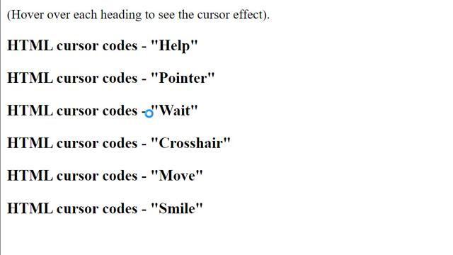 HTML Cursor Code